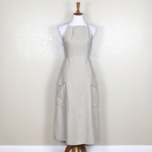 MaxMara Cross Back Straps Linen MIDI Apron Dress